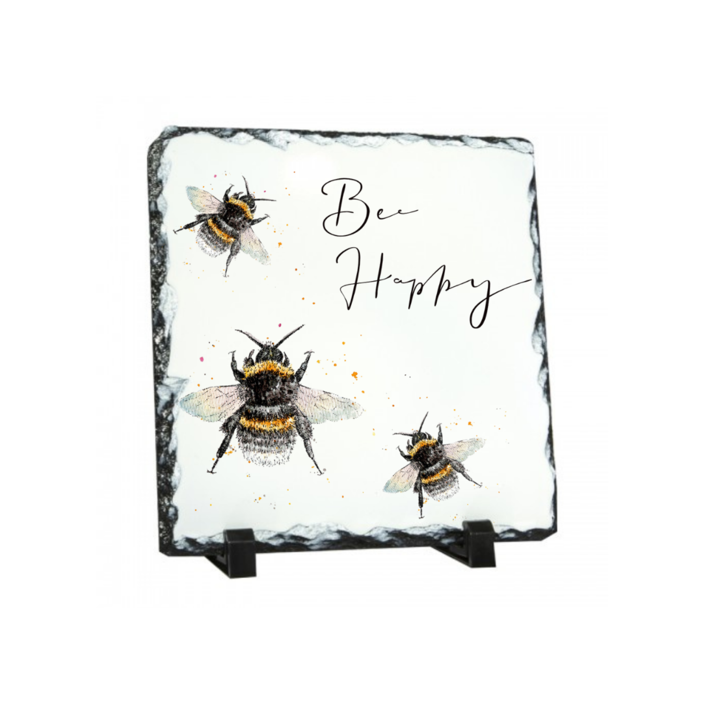 Rock Slate Ornament- Bee Happy