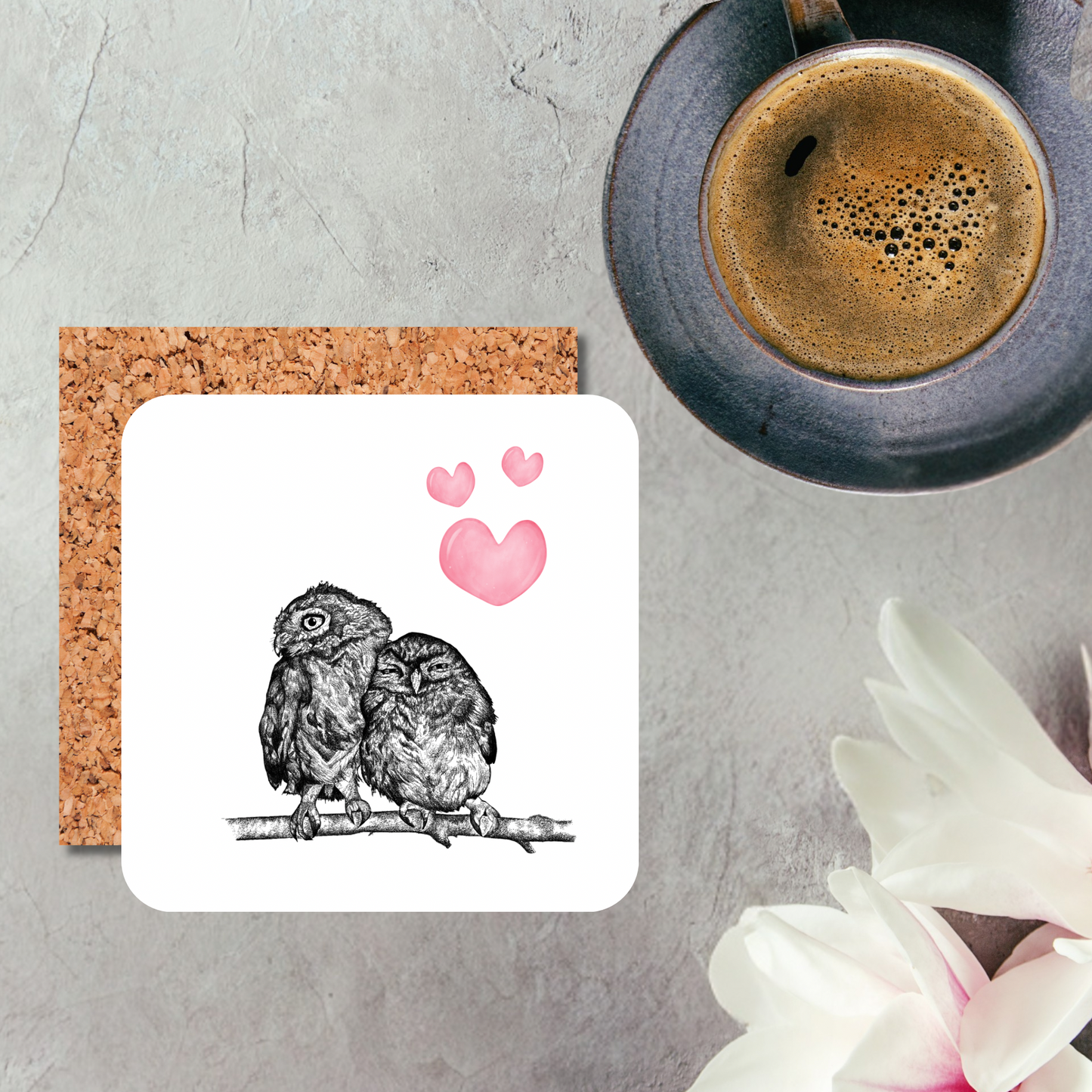 Owls Cuddling in Love Coaster