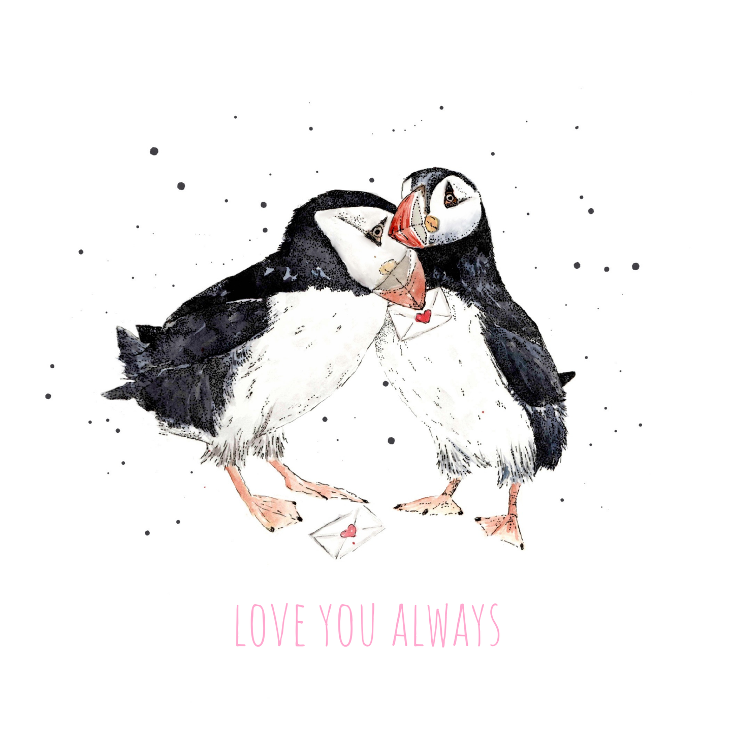 Watercolour Puffin Love Letter Coaster