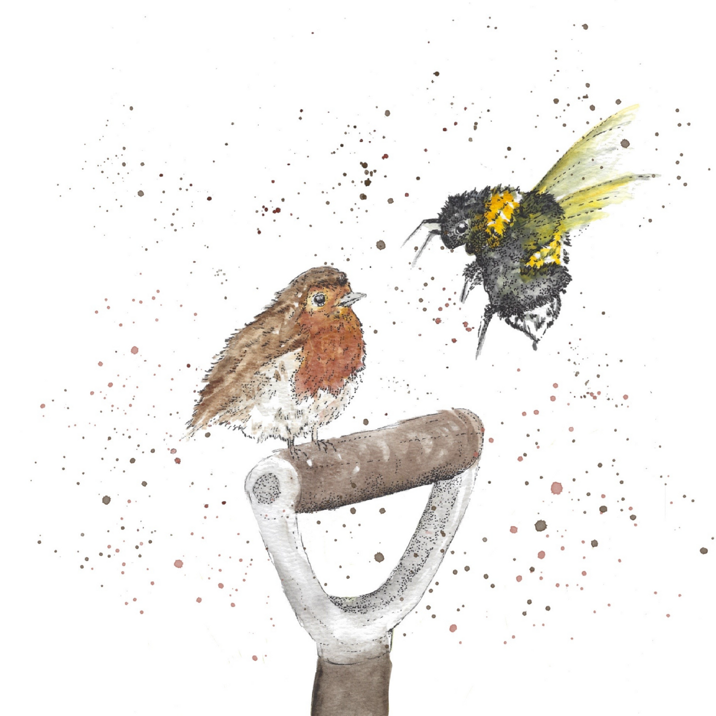 Robin & Bee Watercolour Card