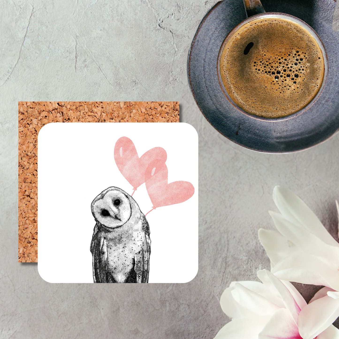 Owl & Heart Balloon Coaster