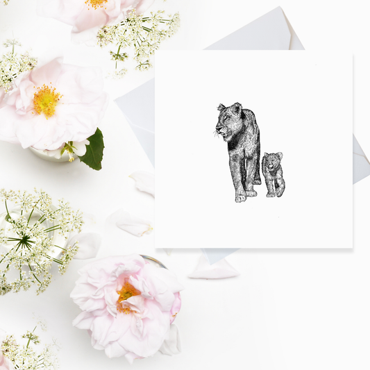 Fierce Love – Lioness and Cub Greeting Card