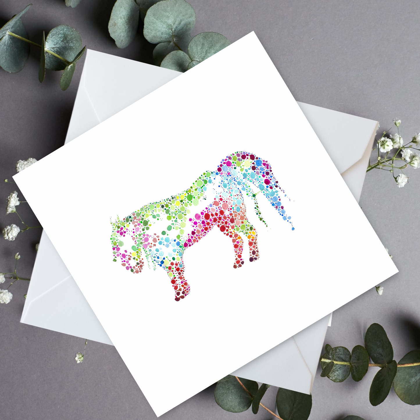 Horse Dot Watercolour Card