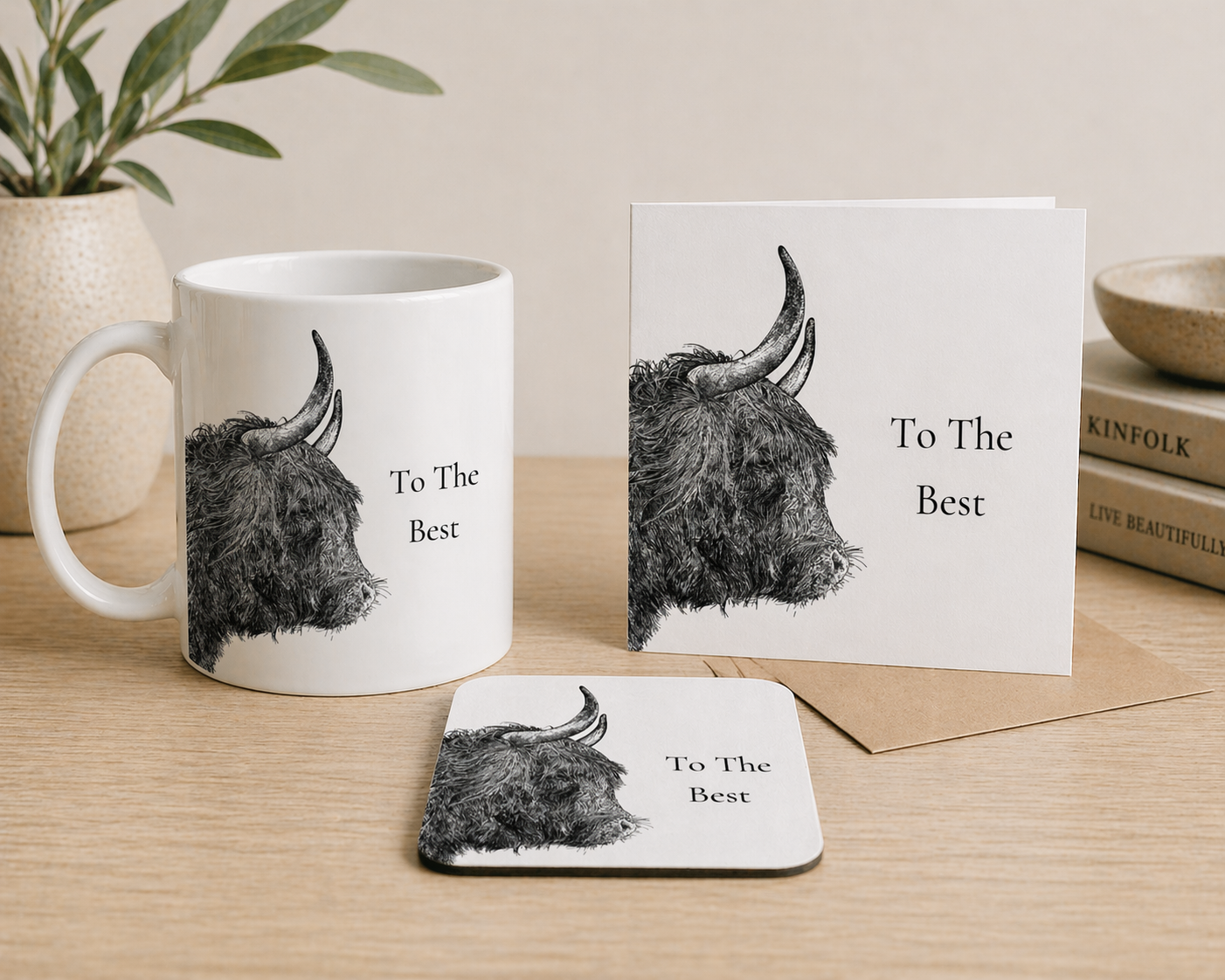 Highland Cow Bone China Mug – Dad Gift Set
