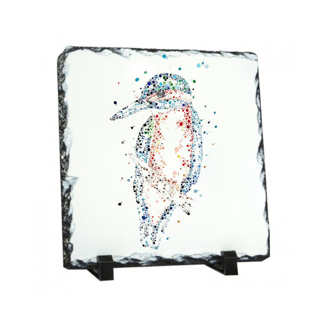 Rock Slate Ornament- Watercolour Kingfisher