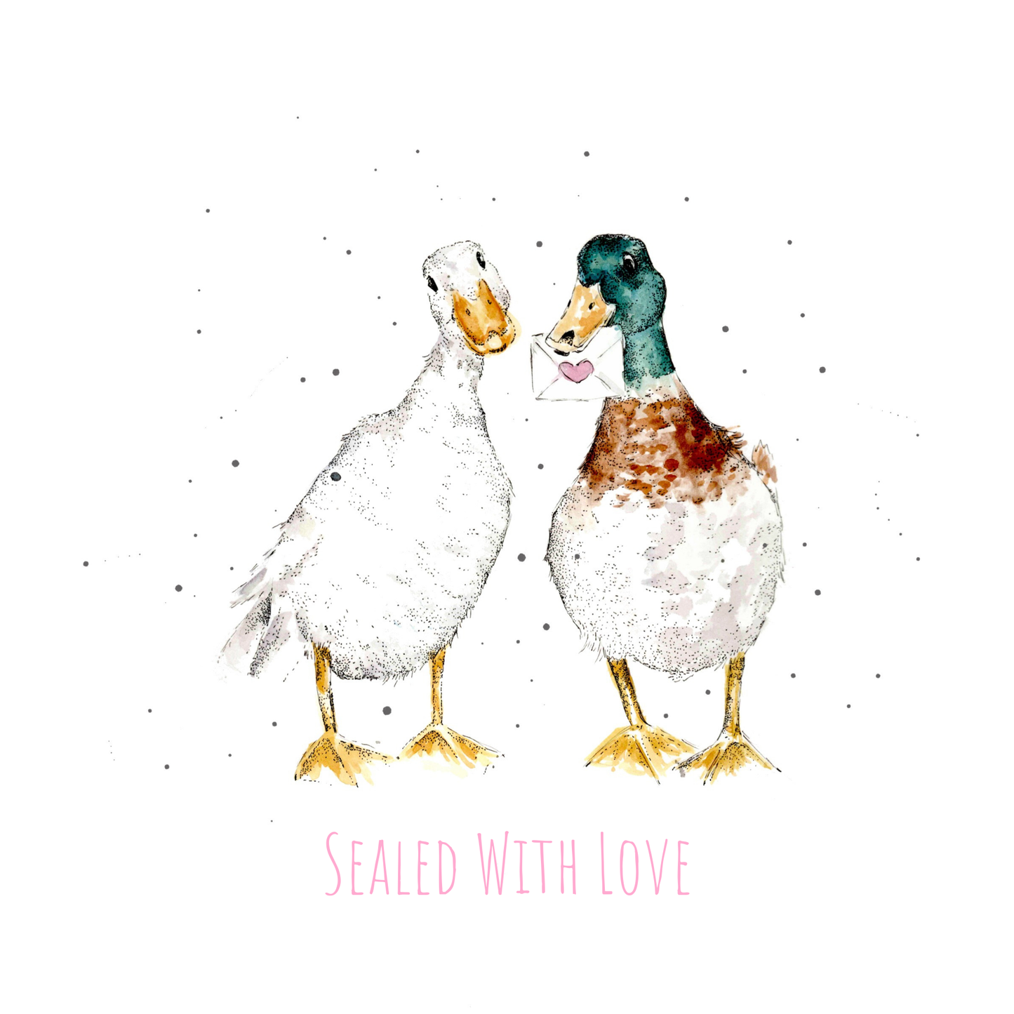 Watercolour Runner Ducks Love Letter Coaster