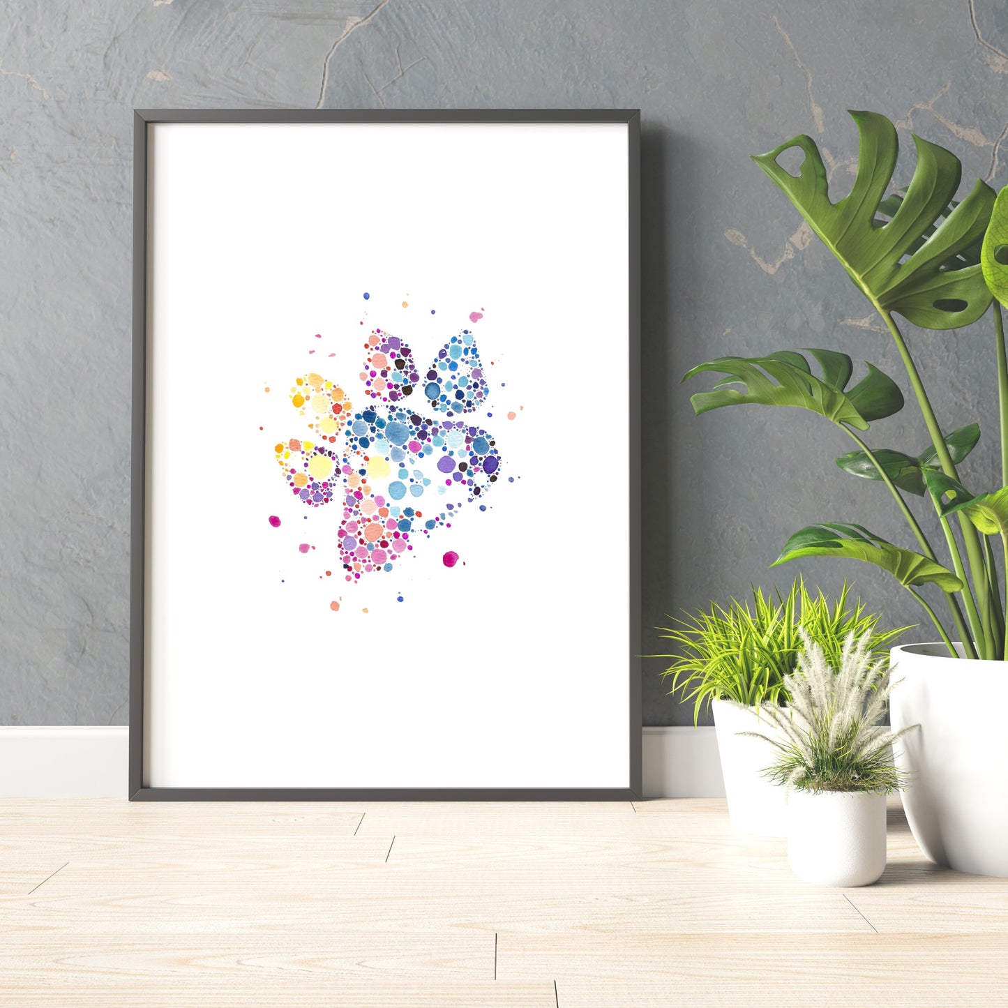 Paw Dot Watercolour Print