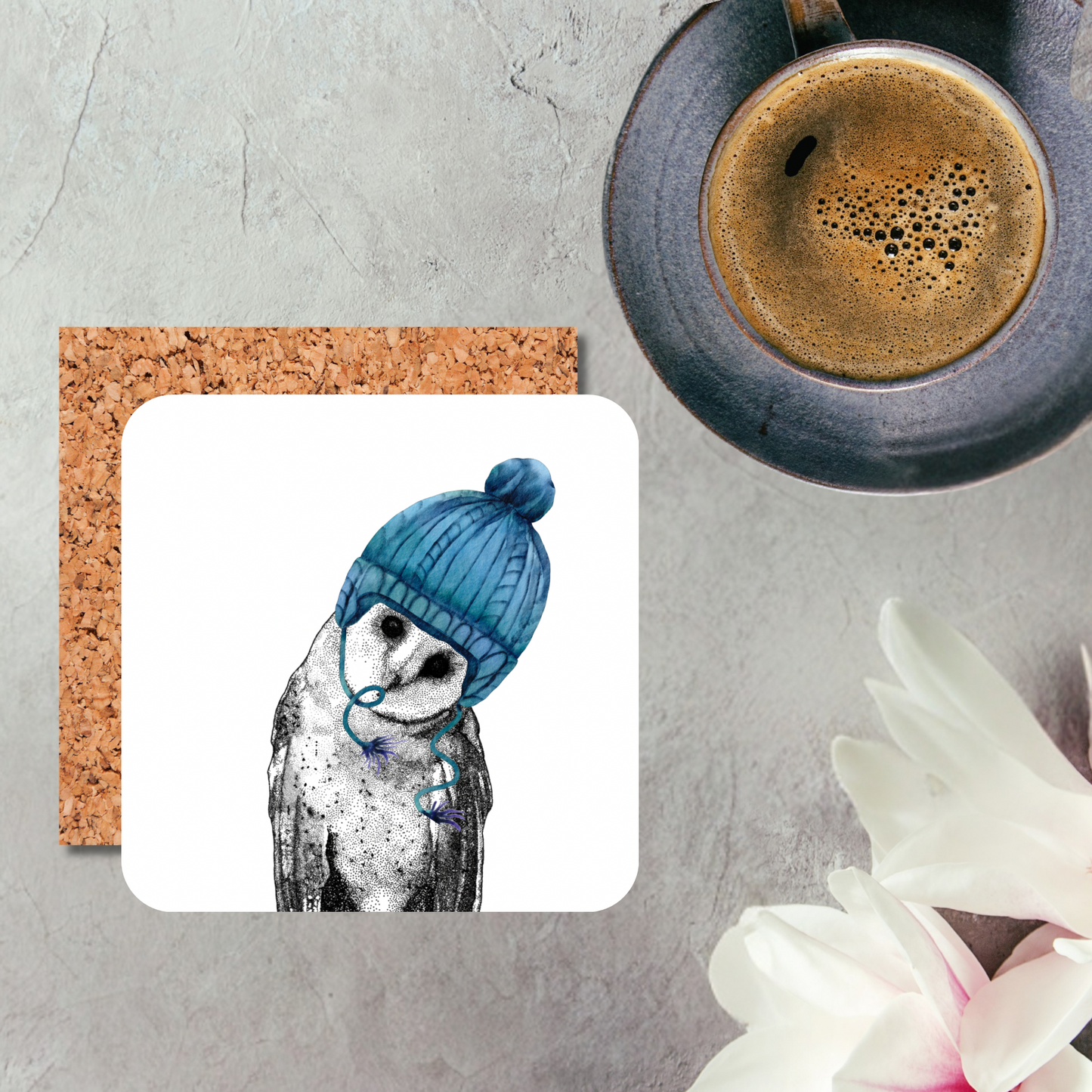 Woolly Hat Owl Coaster