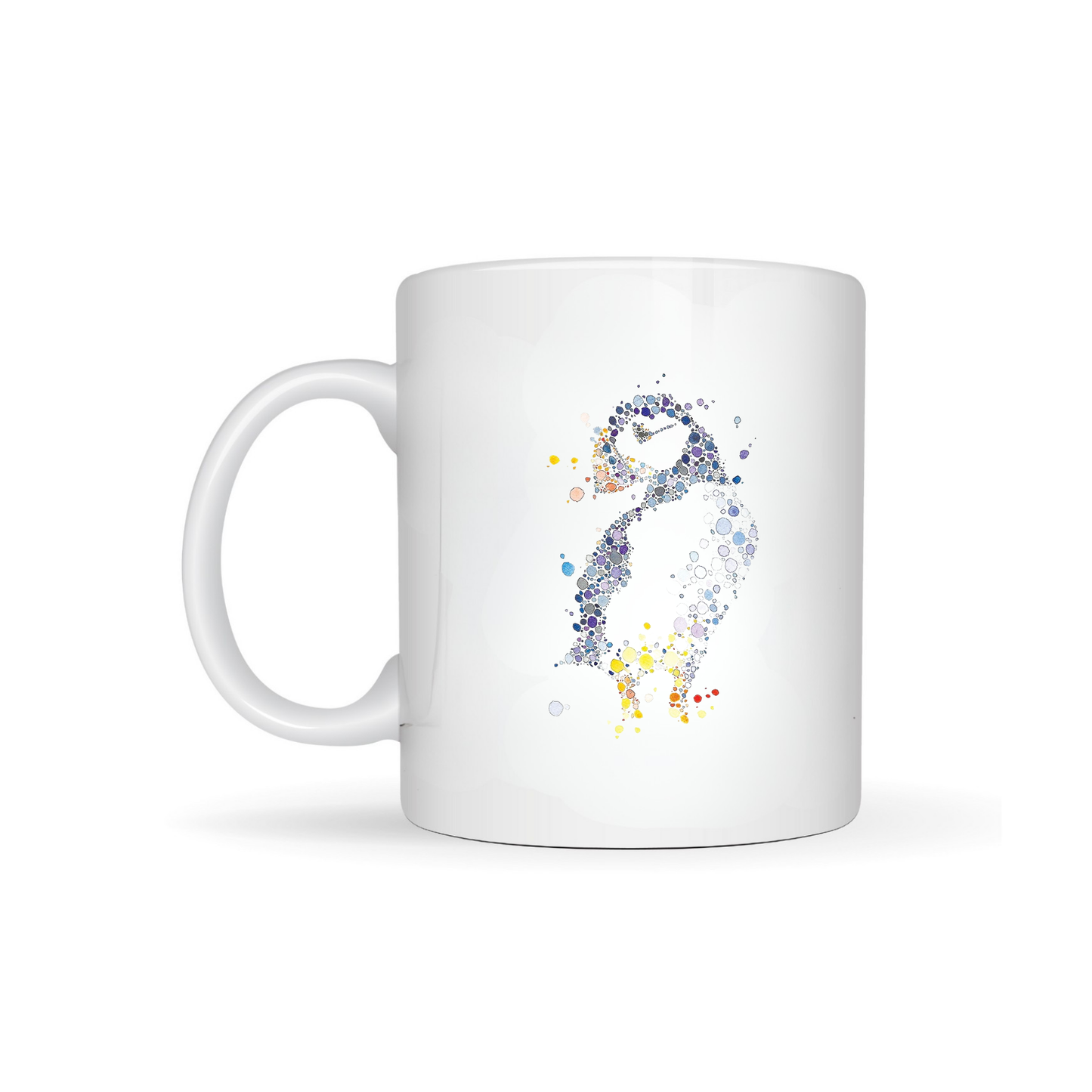 Watercolour Dot Puffin Bone China Mug