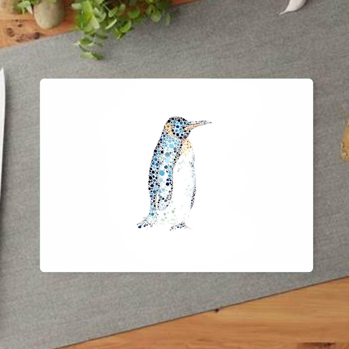 Watercolour Dot Penguin Decorative Chopping Board