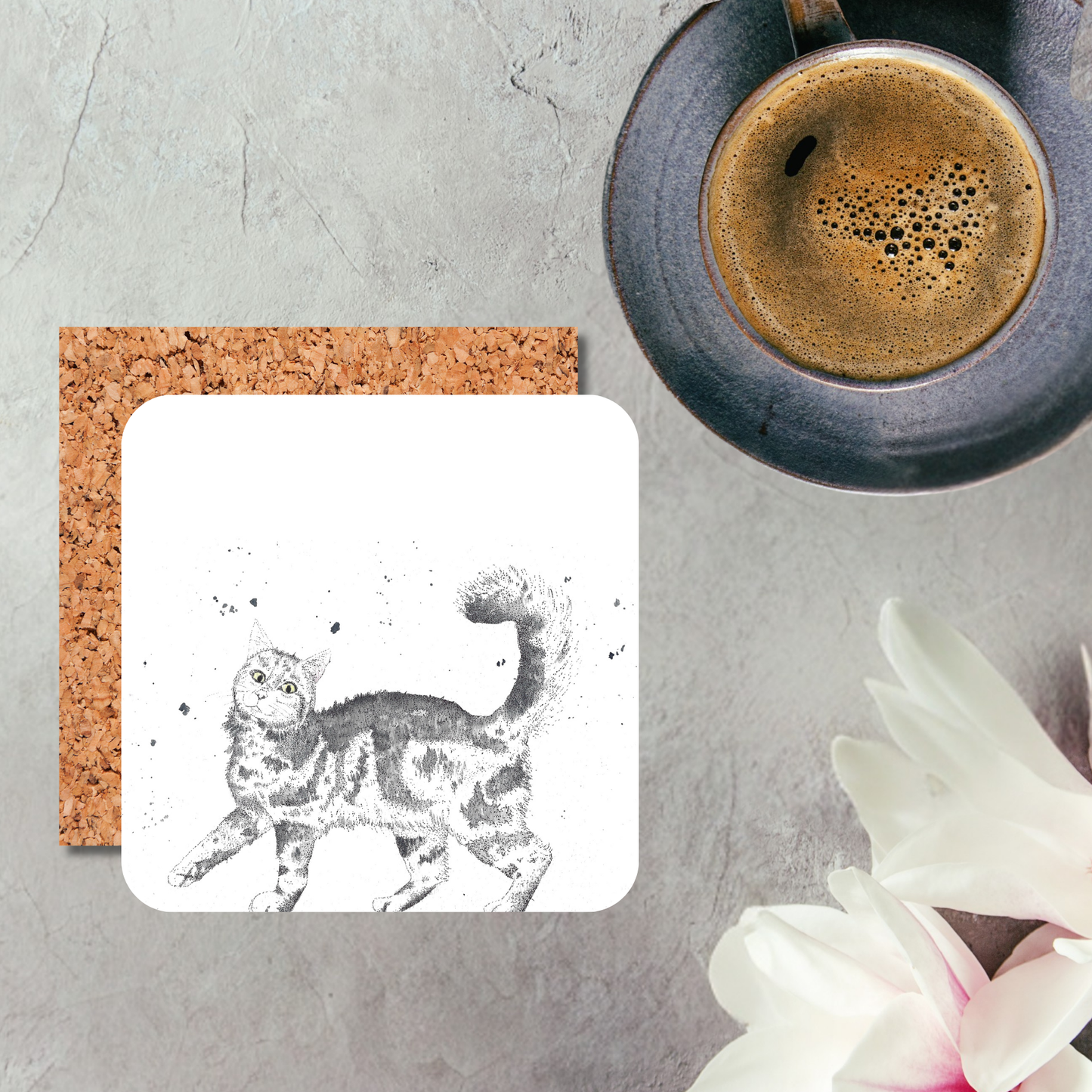 Watercolour Cat Coaster