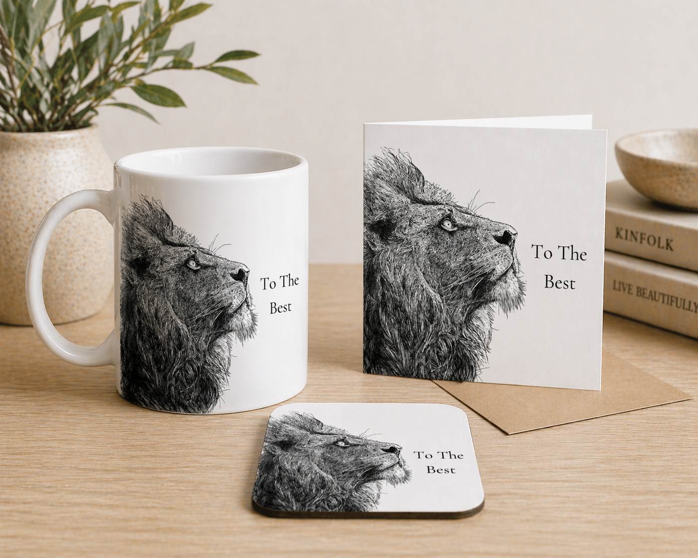 Majestic Lion Bone China Mug – Dad Gift Set