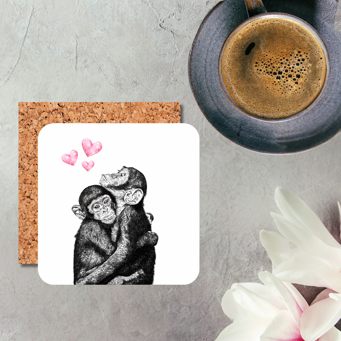 Chimpanzee Cuddles Coaster