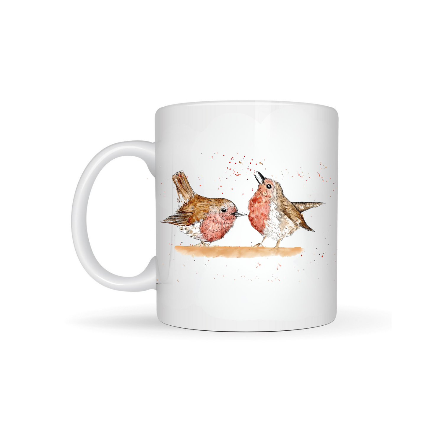 Watercolour Singing Robins Bone China Mug