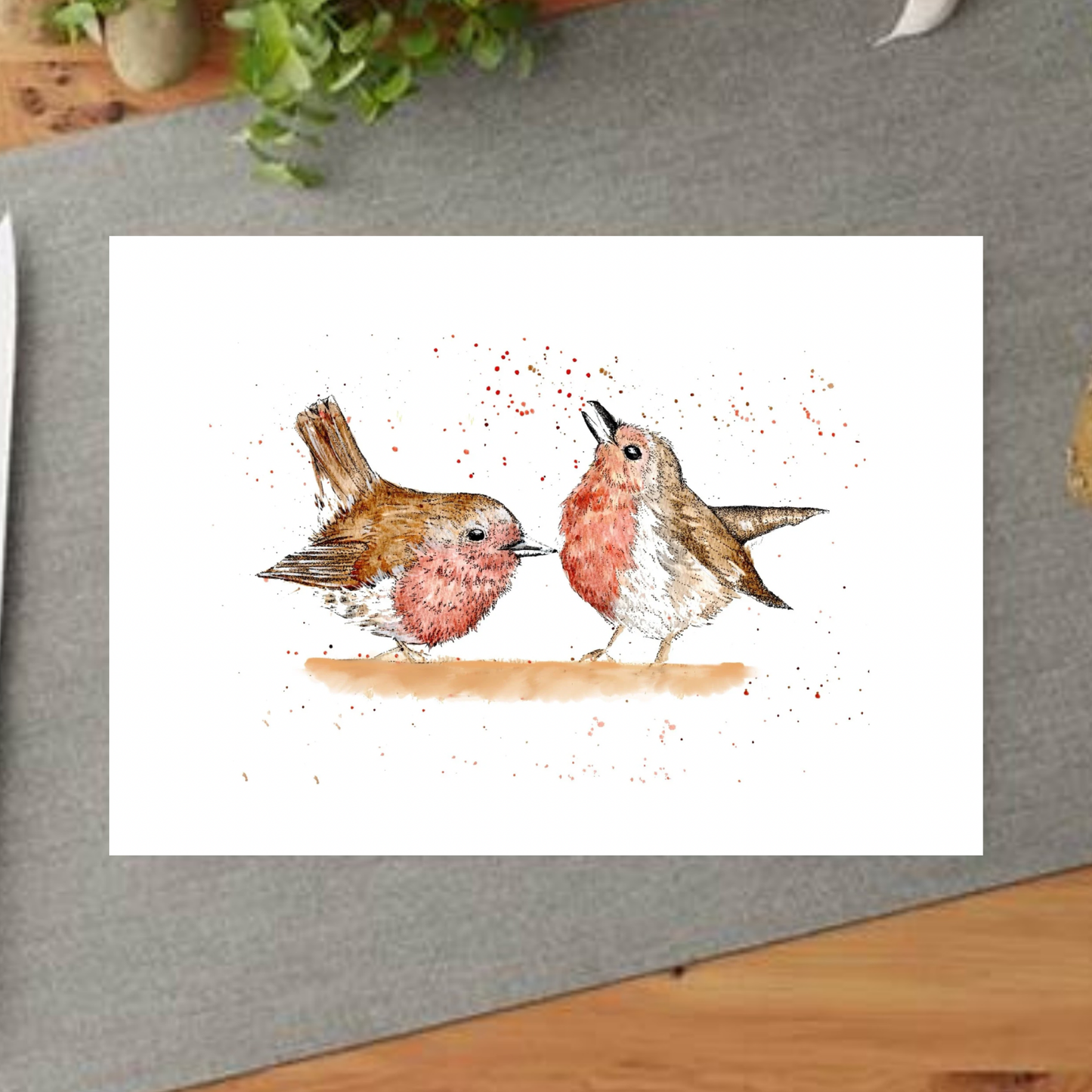 Watercolour Singing Robin Decorative Chopping Board
