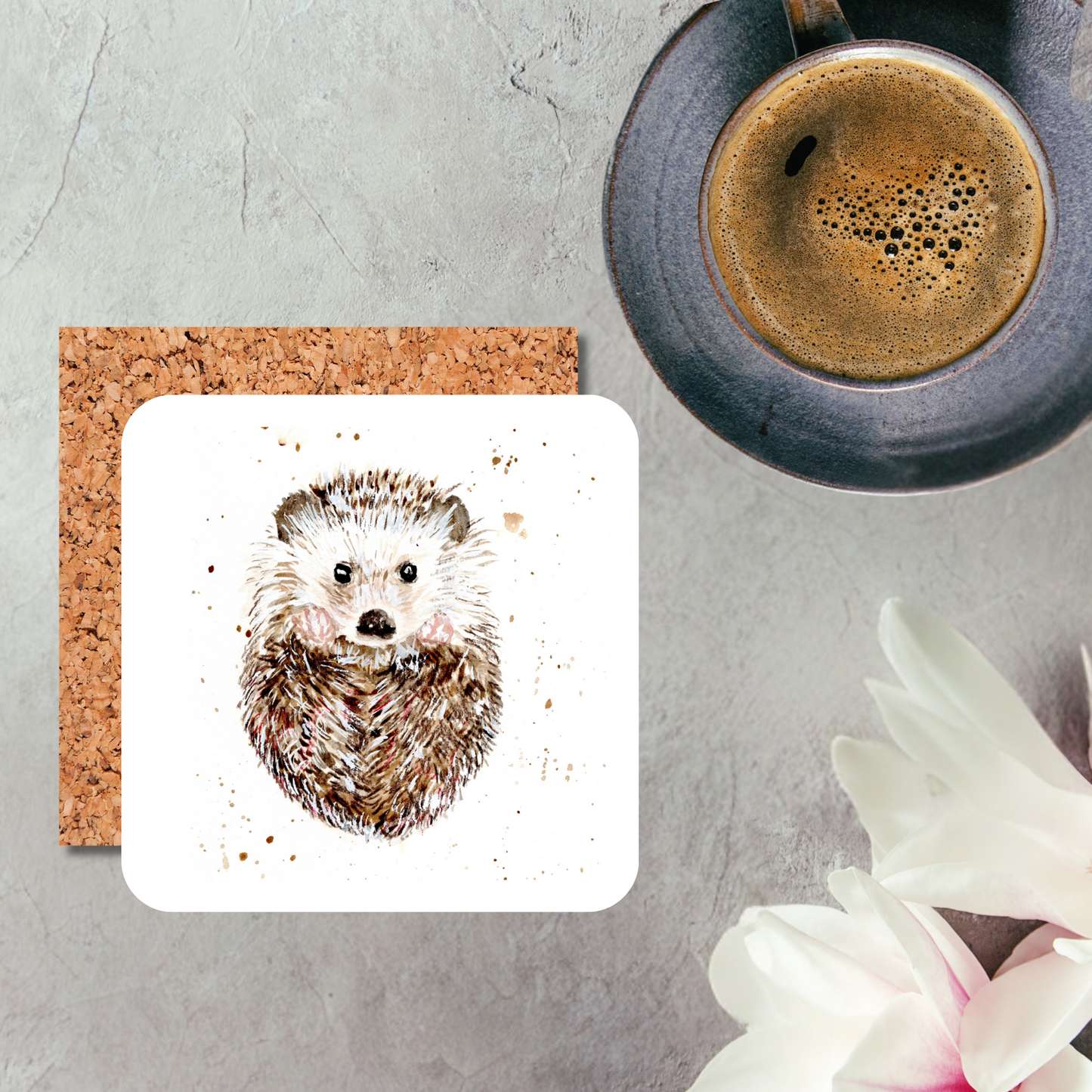 Watercolour Hedgehog Coaster