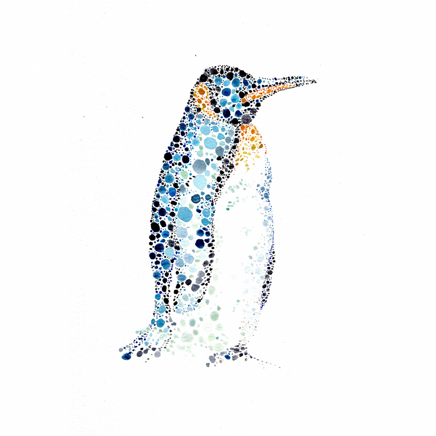 Watercolour Dot Penguin Card