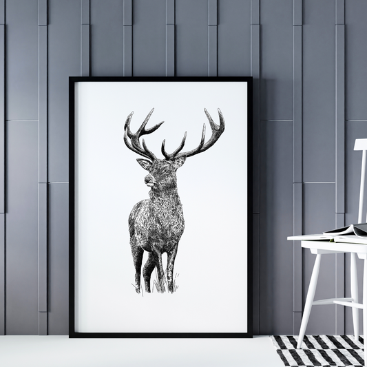 Black & White Stag Print