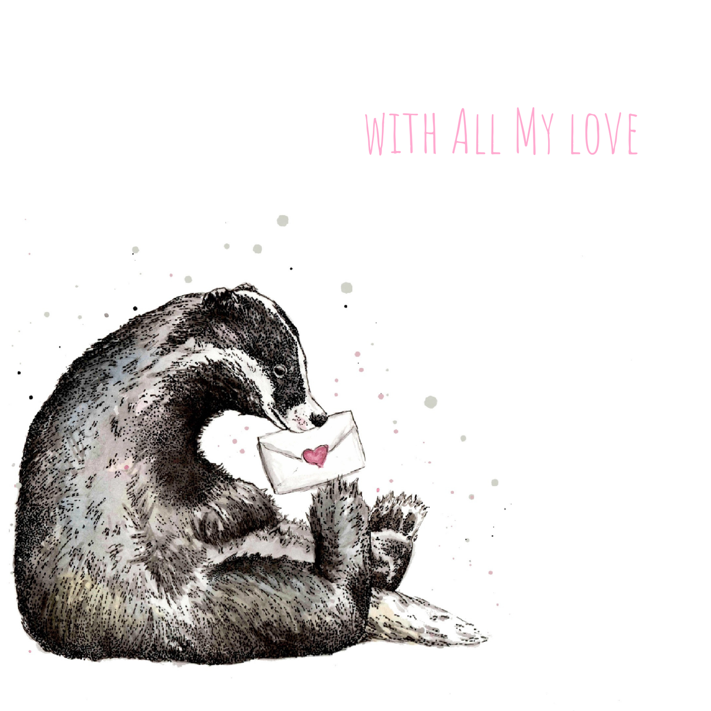 Watercolour Badger Love Letter Coaster