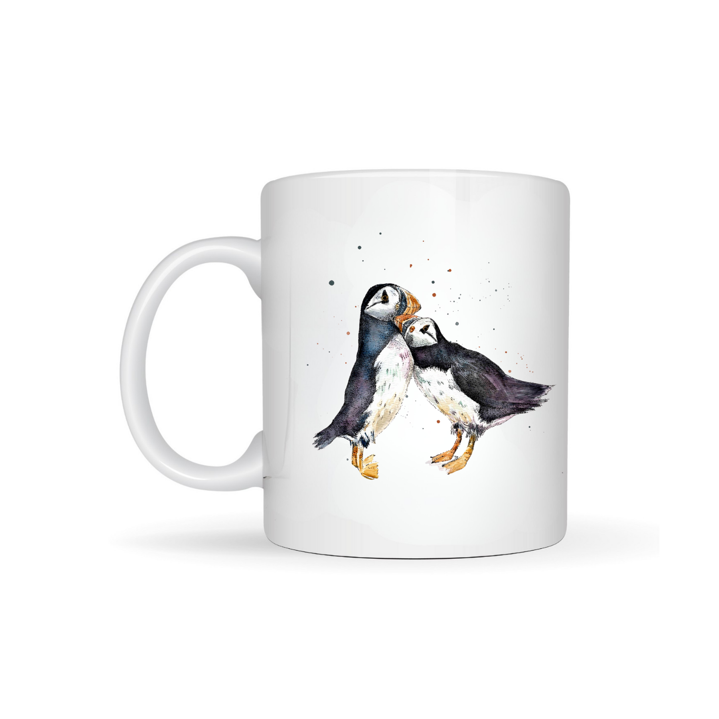 Watercolour Puffin Kissing Bone China Mug