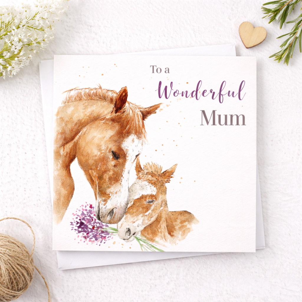 Horse and Foal Watercolour Card