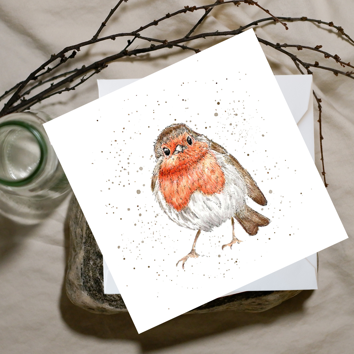 Watercolour Robin Red Breast Card