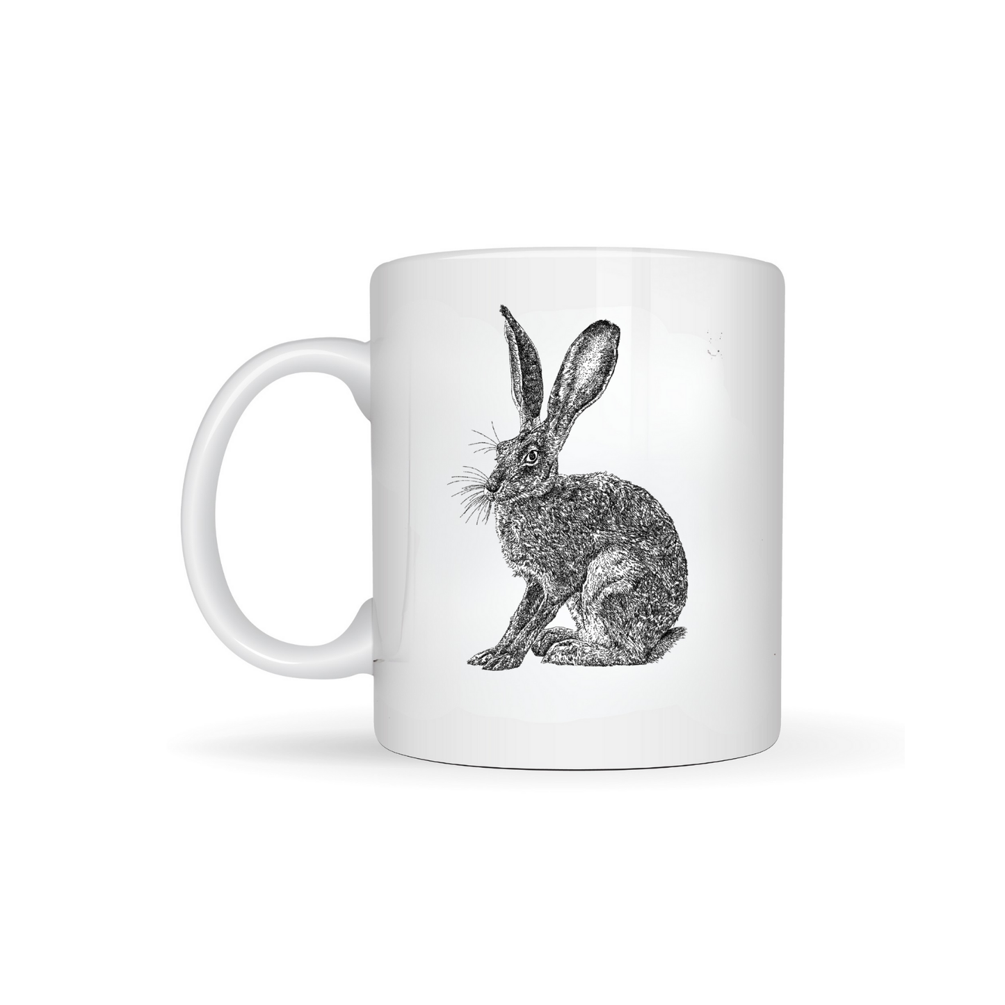 Black & White Hare Bone China Mug