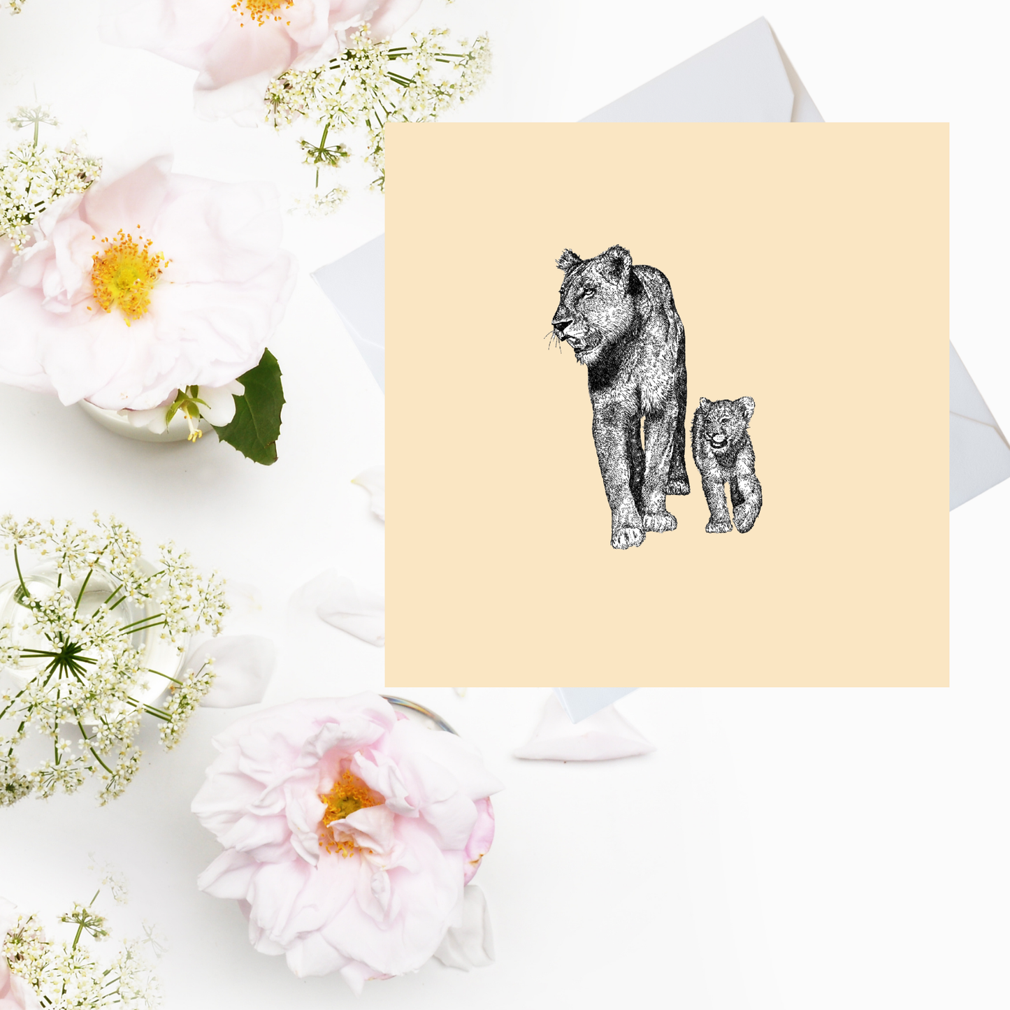 Fierce Love – Lioness and Cub Greeting Card