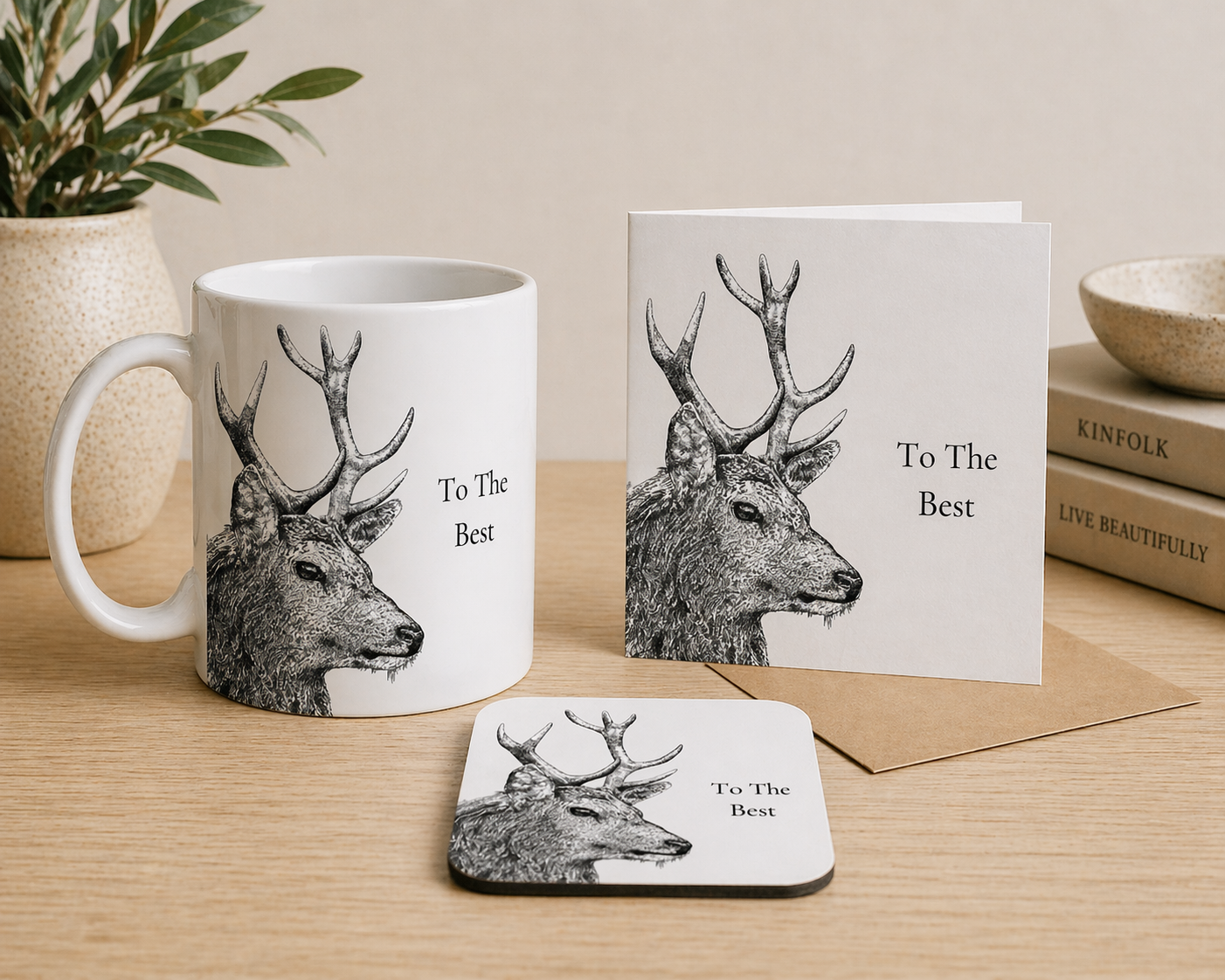 Stag Bone China Mug Bone China Mug – Dad Gift Set