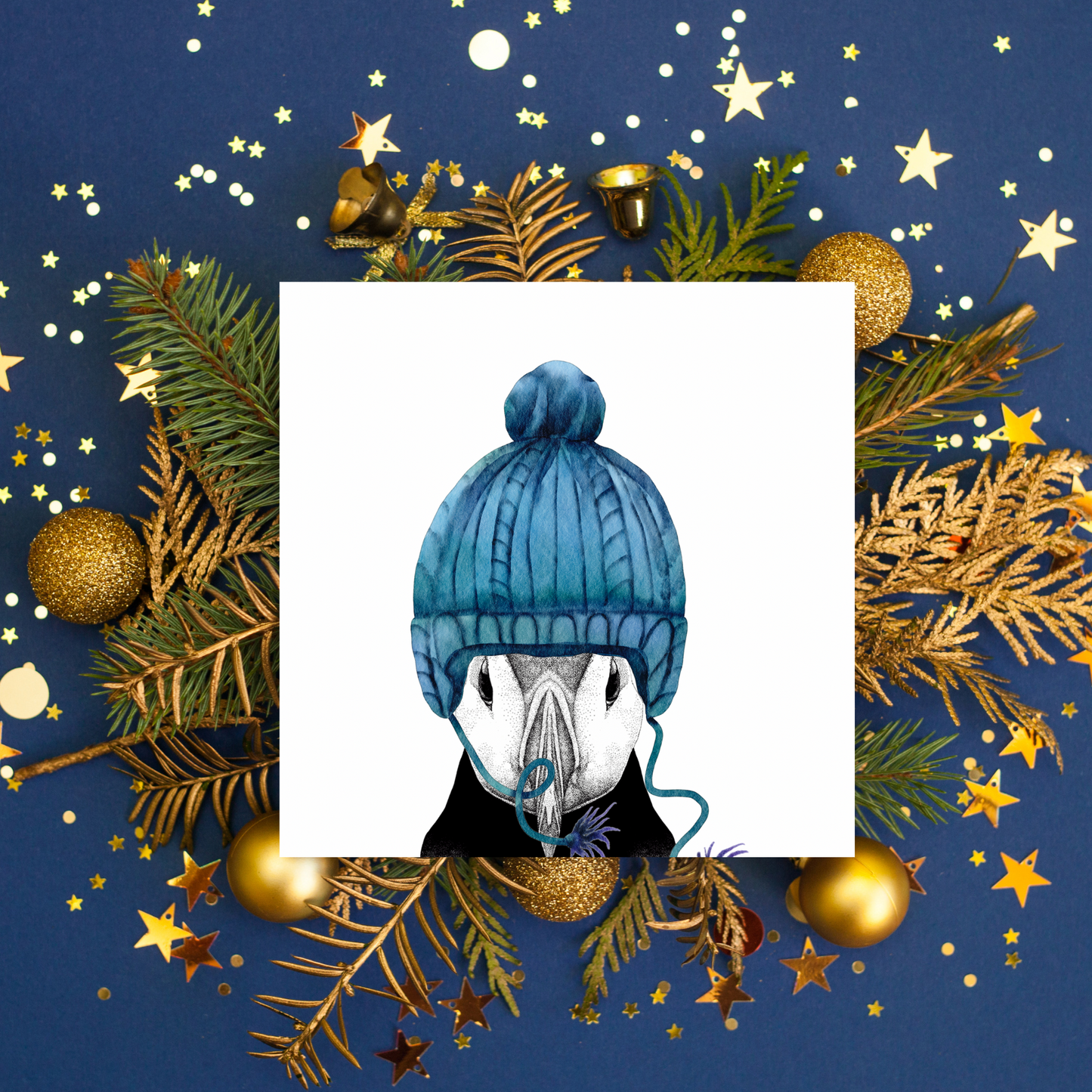 Wooley Hat Puffin Greeting Card