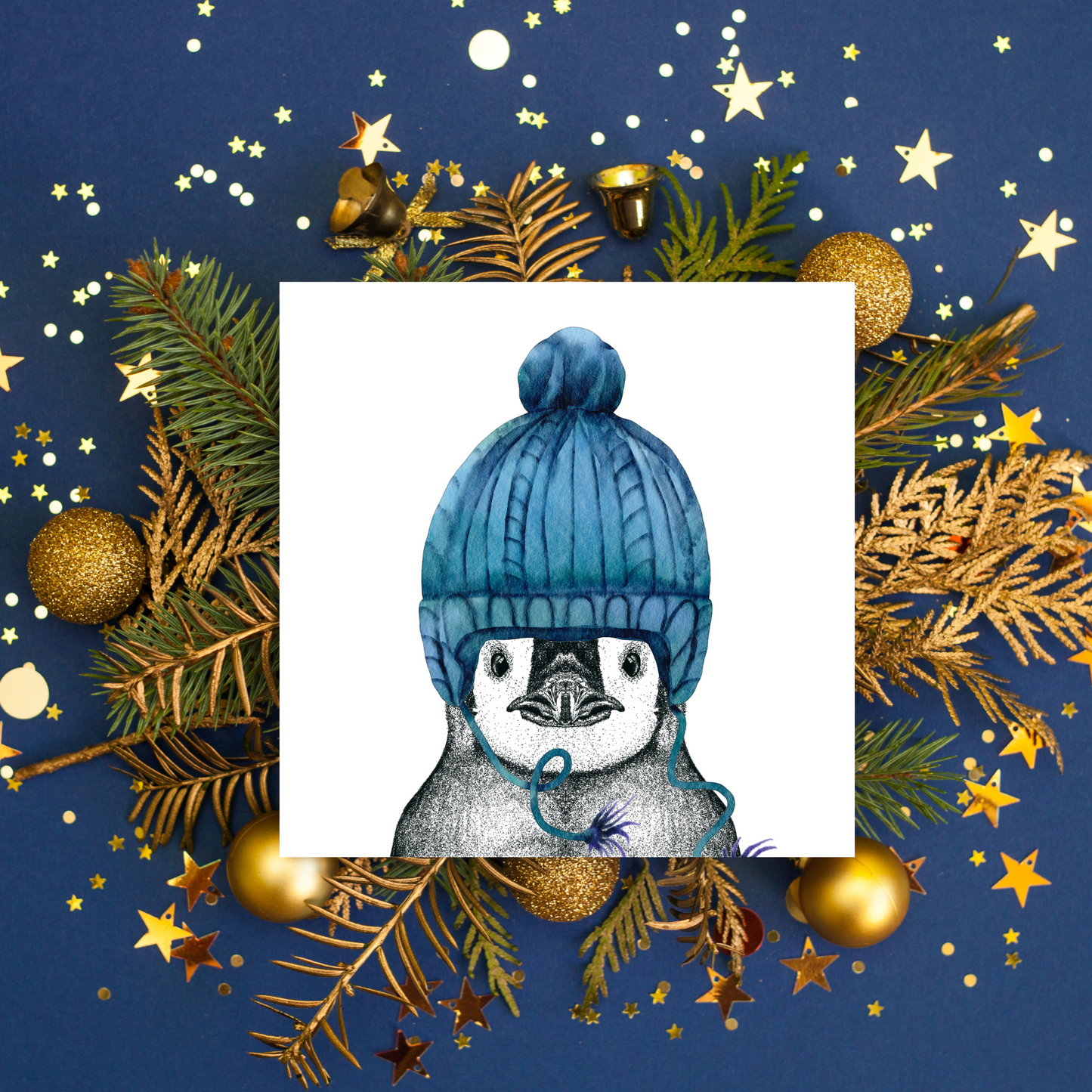 Wooley Hat Penguin Greeting Card