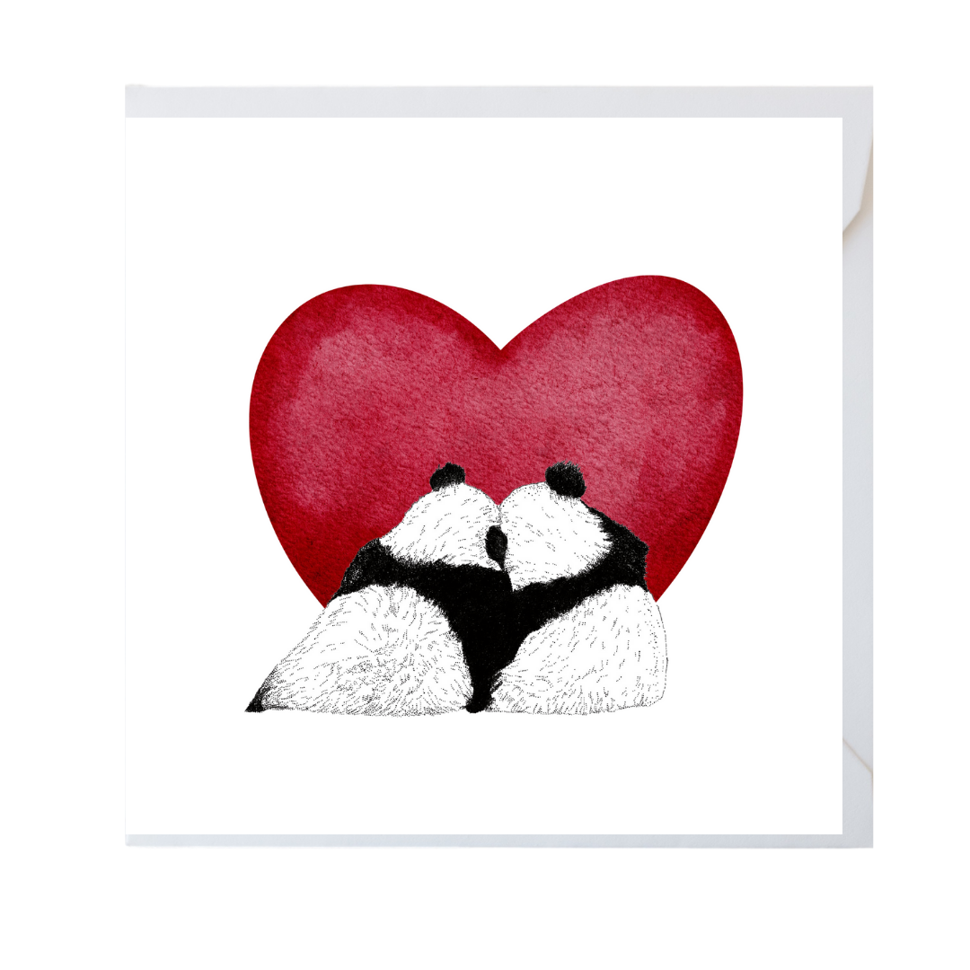 Panda Heart Love Greeting Card