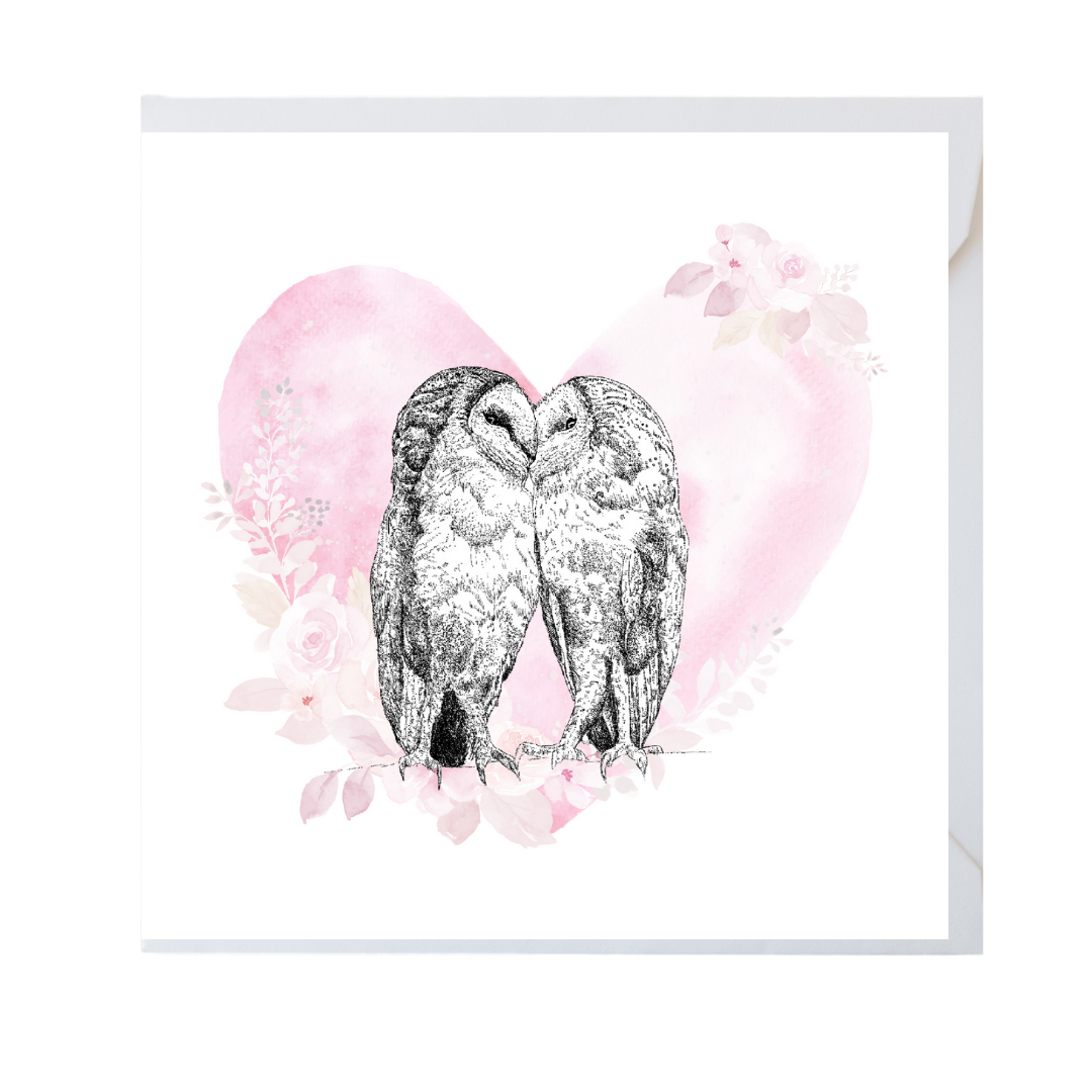 Owl Heart Love Greeting Card