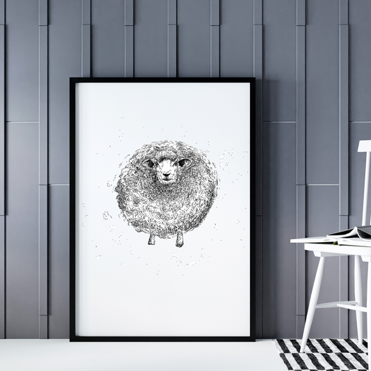 Black & White Sheep Print