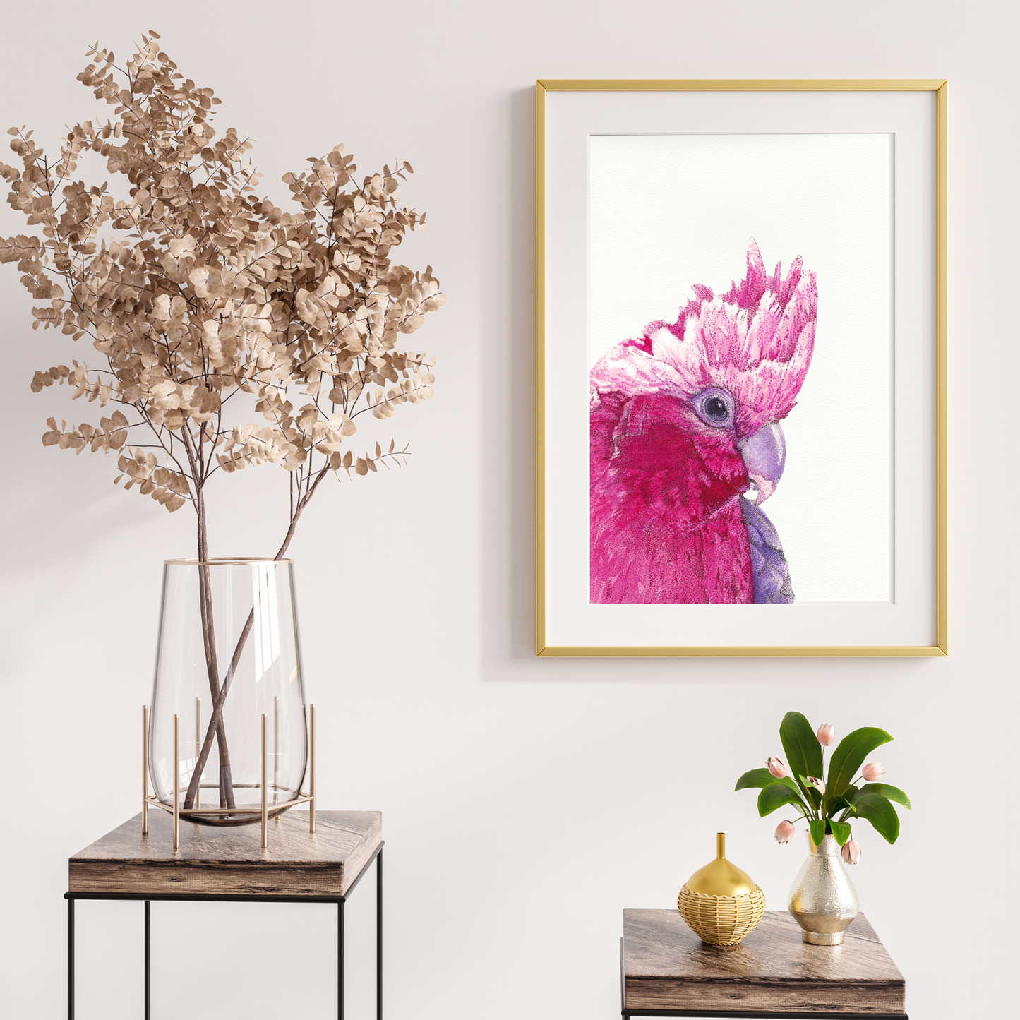 Watercolour & Ink Pink Galah Art Print