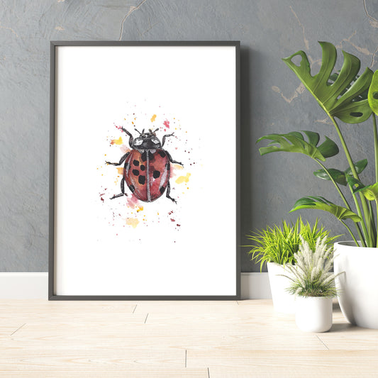 Watercolour & Ink Ladybird Art Print