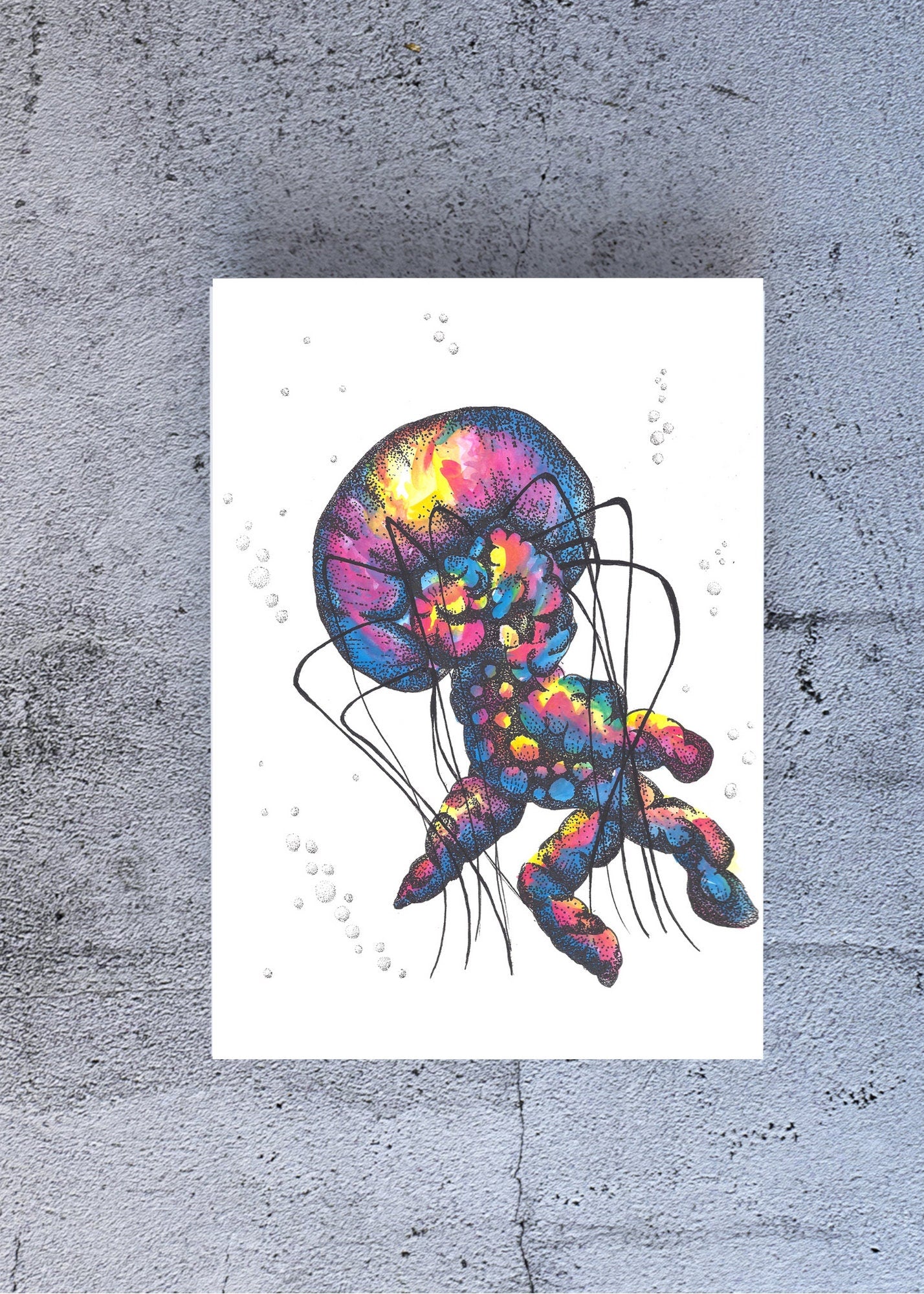 Original Ink Jellyfish Painting