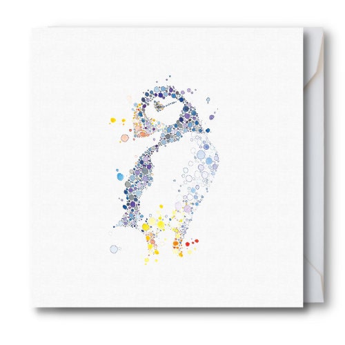Puffin Watercolour Dot Card