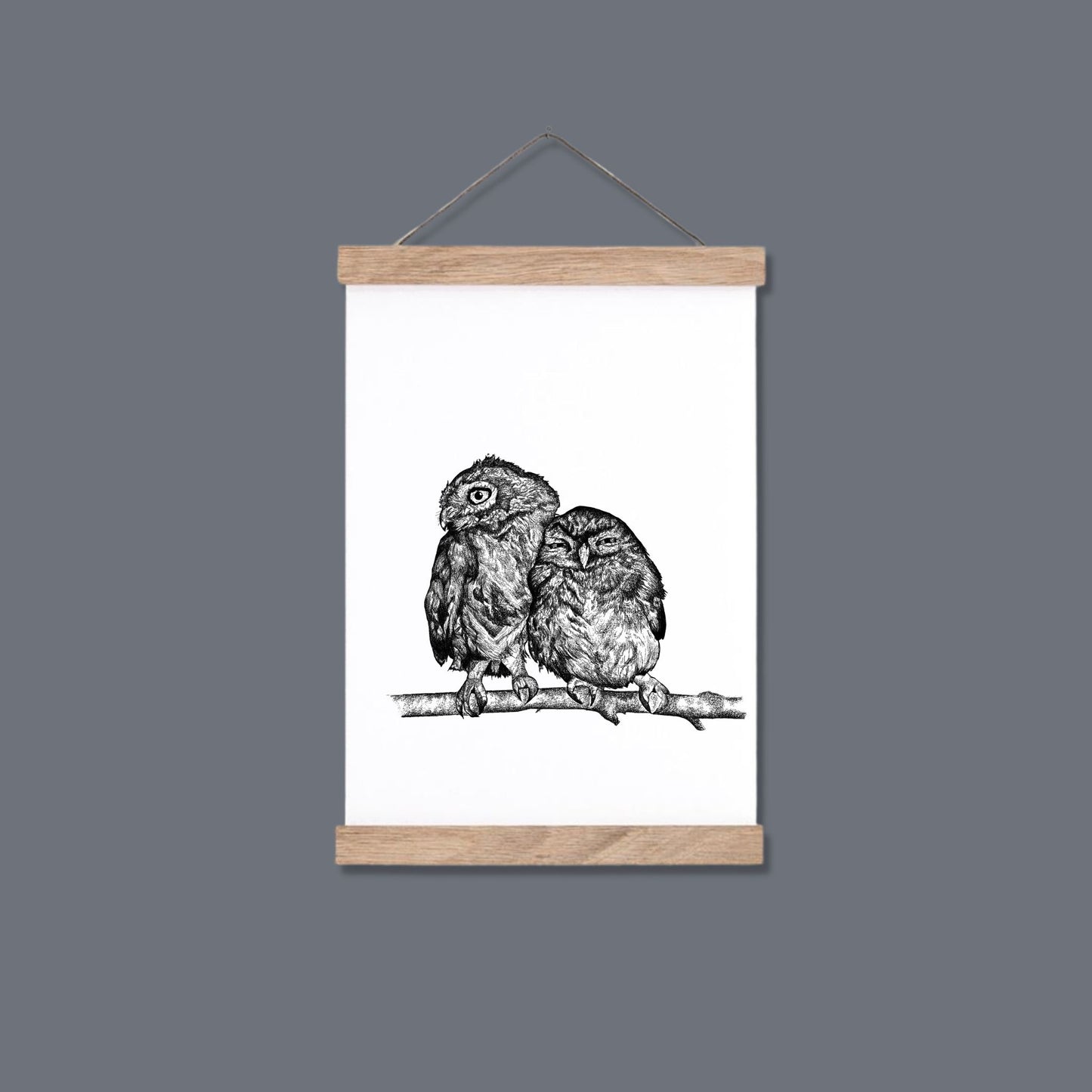 Cuddling Owls Print