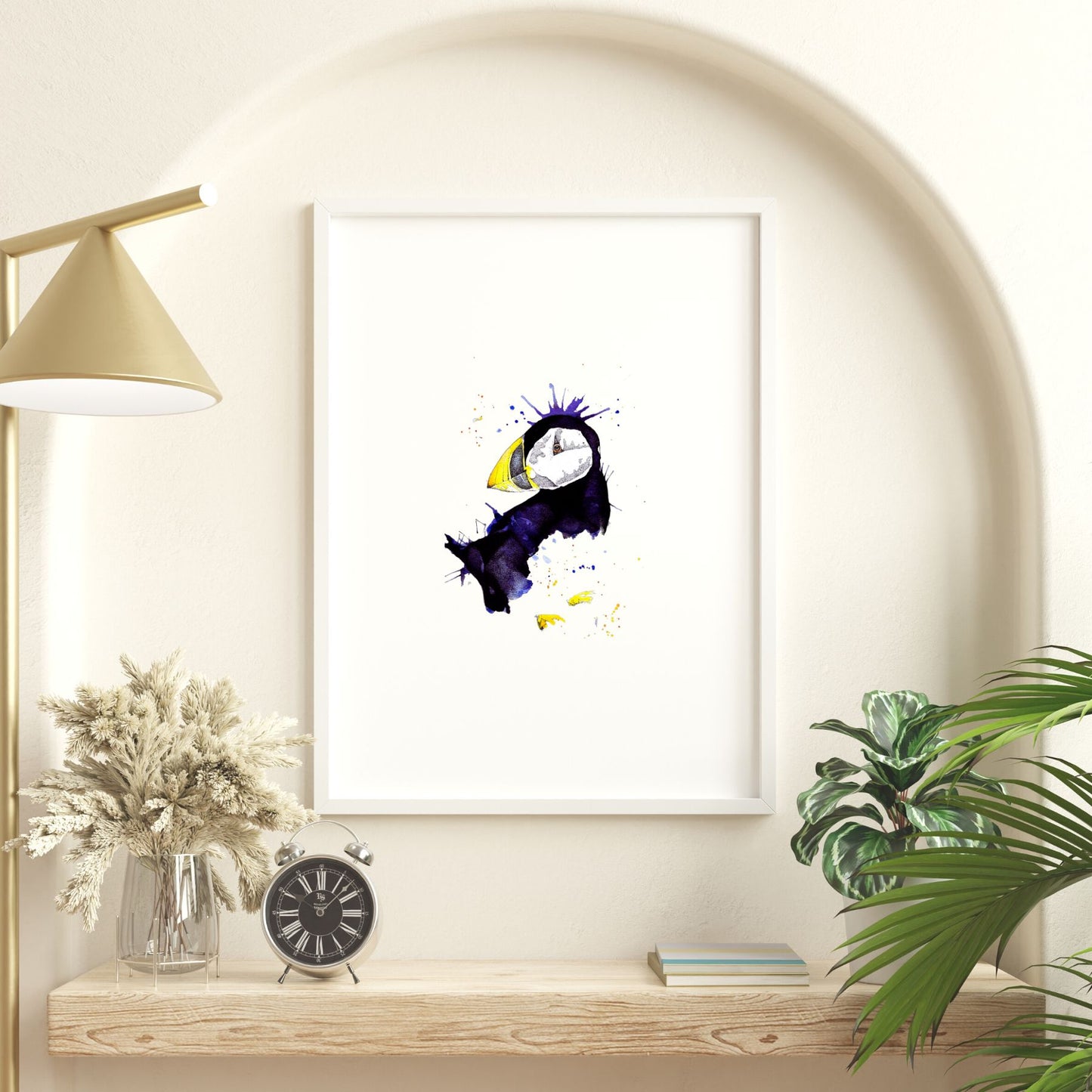 Purple Puffin Watercolour Print