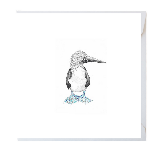 Blue Footed Booby Watercolour Card