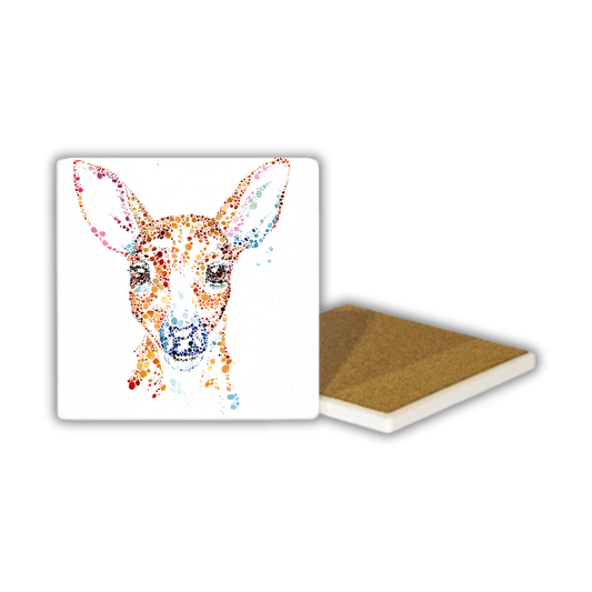 Watercolour Dot Deer Ceramic Coaster