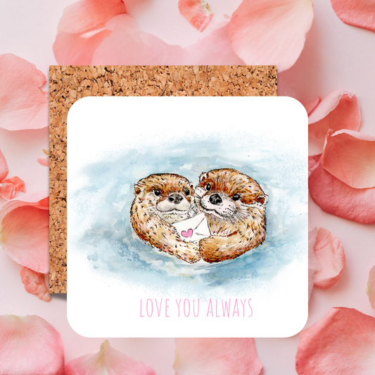 Watercolour Otter Love Letter Coaster