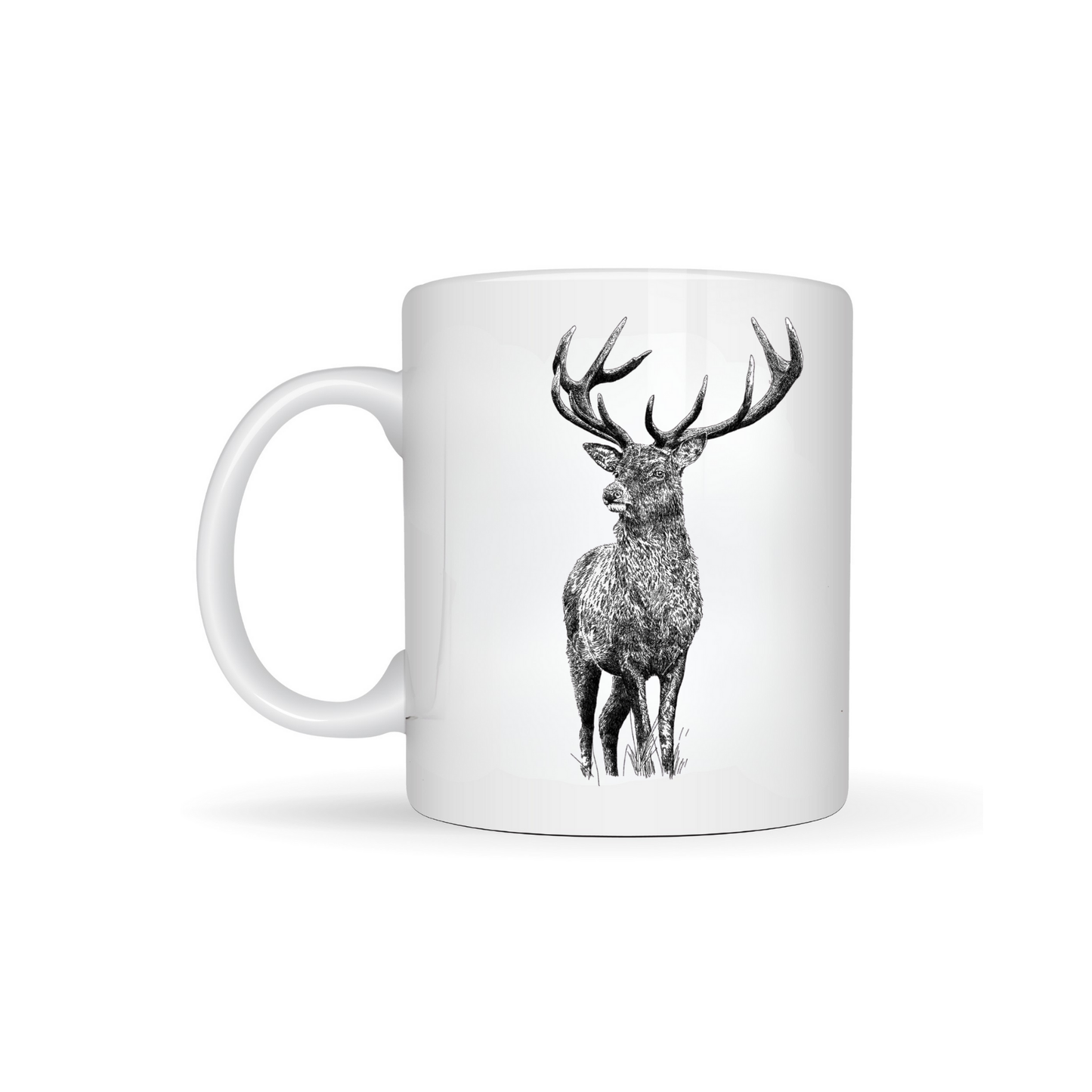 Black & White Stag Bone China Mug