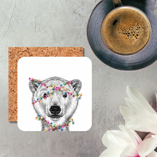 In a A Tangle Polar Bear Coaster