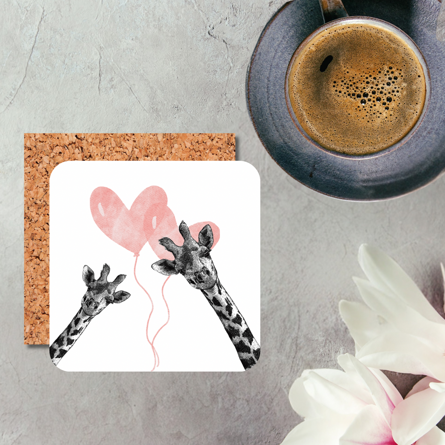 Giraffes & Heart Balloon Coaster