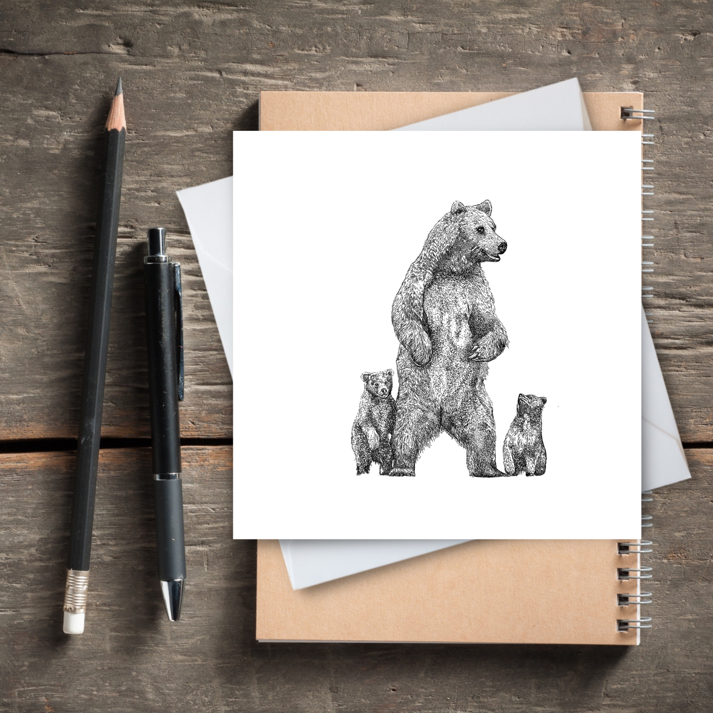 Bear & Cubs Greeting Cards