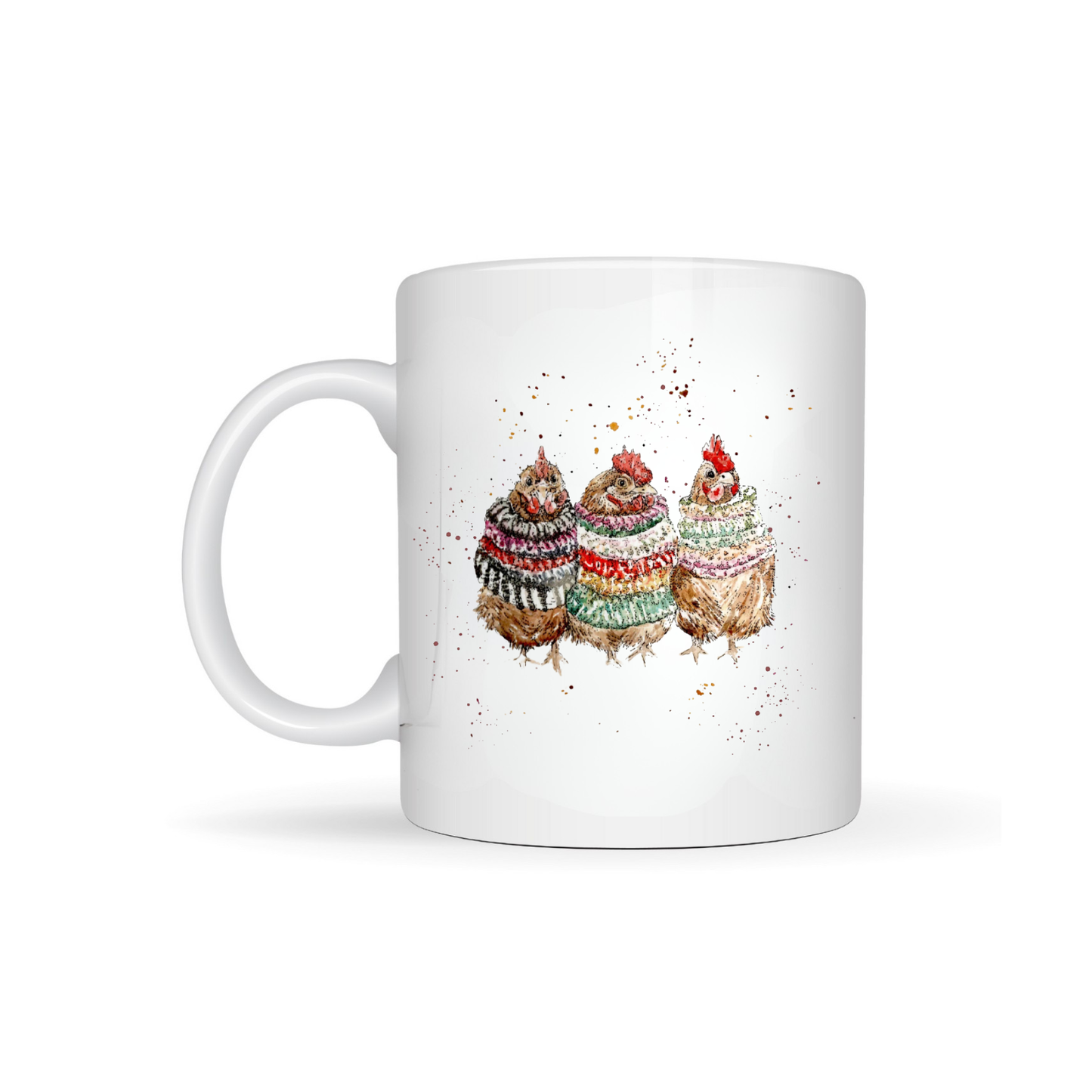 Watercolour Chicken Knitted Companions Bone China Mug