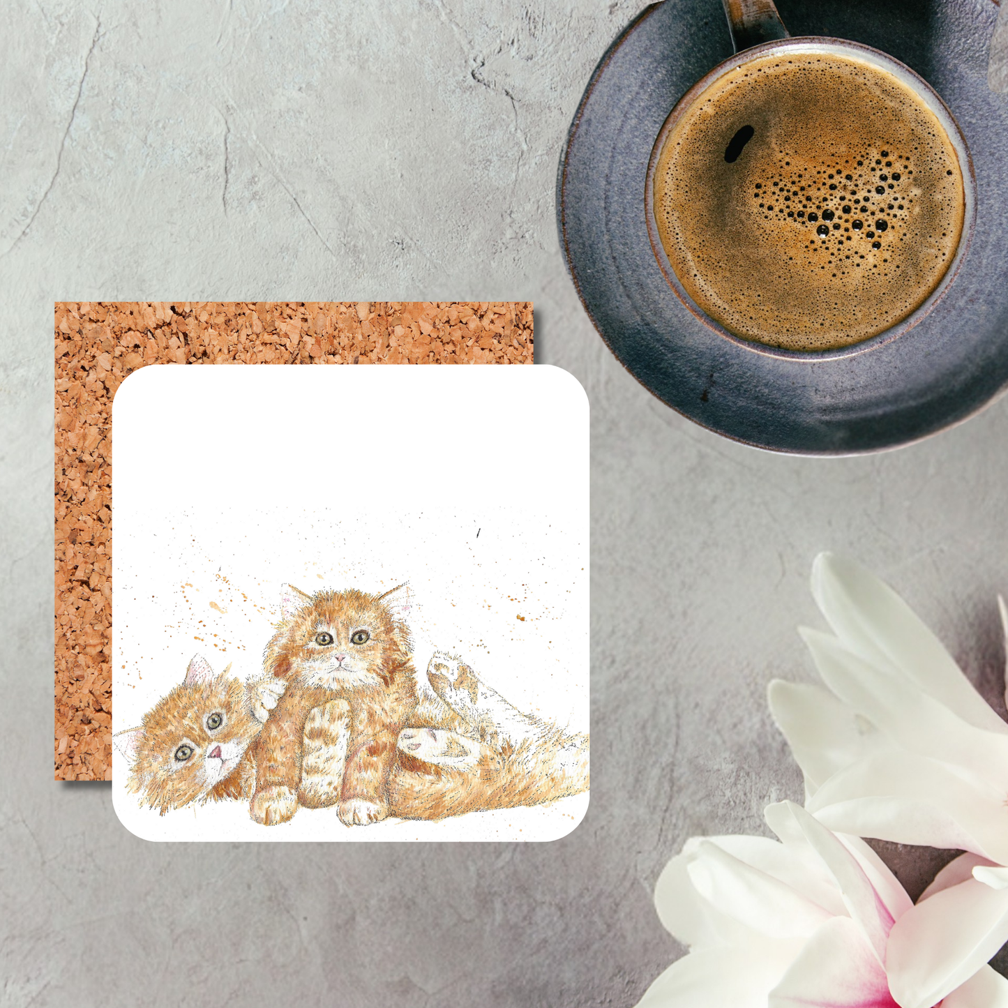 Watercolour Cats Coaster
