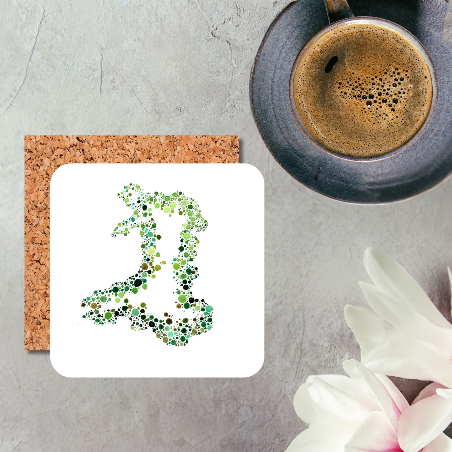 Watercolour Dot Wales Coaster